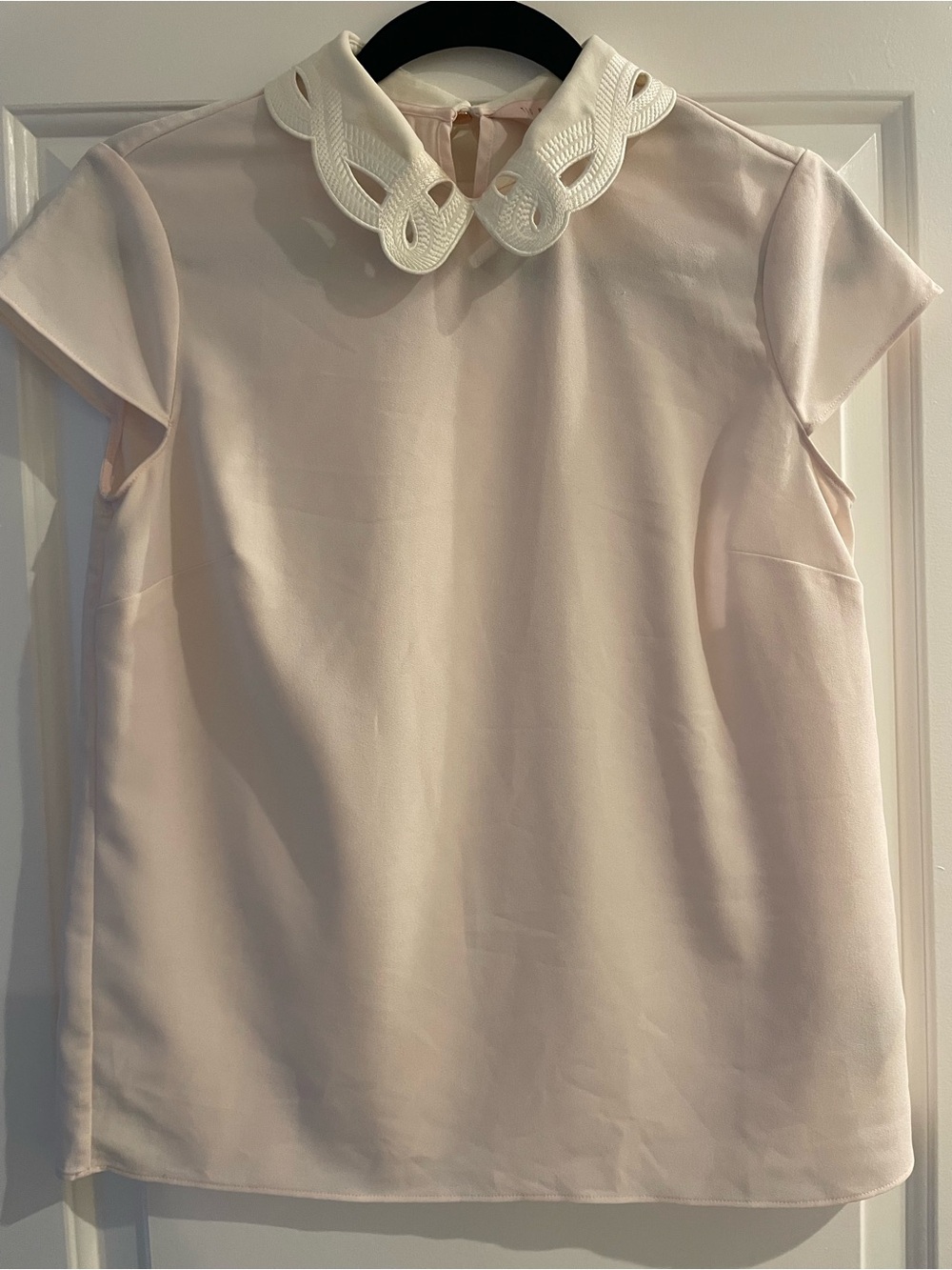 NWOT Ted Baker London Pale Pink Blouse with White Trim Size 1